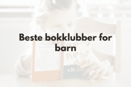 Bilde av jente som leser bok og tekst "beste bokklubber for barn"