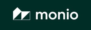 Monio logo - hvit på grønn