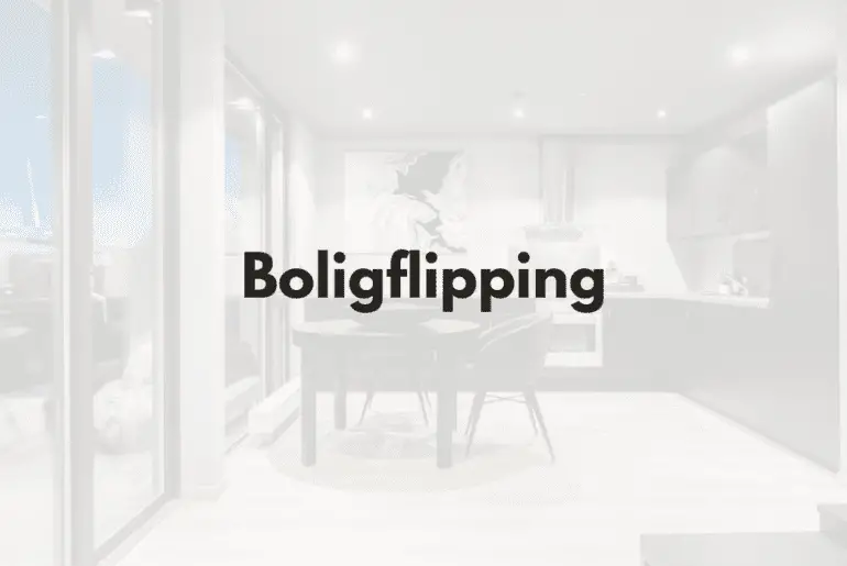 Boligflipping - bilde av nyoppusset leilighet og tekst "boligflipping"